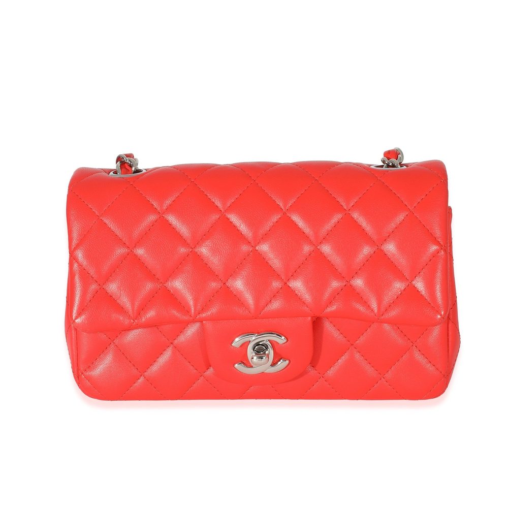 Chanel Red Quilted Lambskin Mini Rectangular Flap Bag